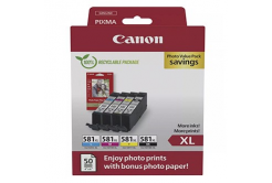 Canon CLI-581XL 2052C006 colore (CMYK) multipack di cartucce originali + carta fotografica