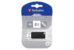 Verbatim 49062 Store N Go PinStripe, Chiavetta USB, USB A 2.0, 8GB, con connettore estraibile, nero