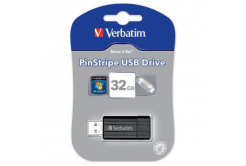 Verbatim USB flash disk, USB 2.0, 32GB, PinStripe, Store N Go, nero, 49064, USB A, s výsuvným konektorem