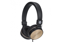 Cuffie HP DHH-1206 con microfono, controllo del volume, nero-oro, classiche tipo jack da 3,5 mm