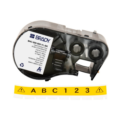 Brady M4C-500-595-YL-BK / 170820, 12.70 mm x 7.62 m, Vinile, testo nero / sfondo giallo