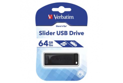 Verbatim USB flash disk, USB 2.0, 64GB, Slider, nero, 98698, USB A, s výsuvným konektorem