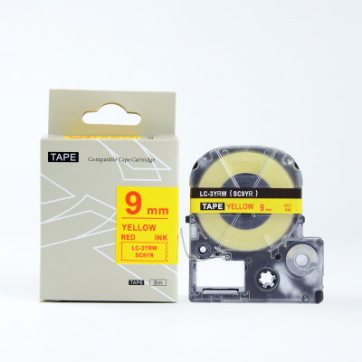Epson LK-3YRN, SC9YR, 9mm x 9m, testo rossa / sfondo giallo, nastro compatibile