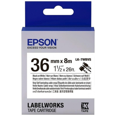 Epson LabelWorks LK-7WBVS C53S657014 36mm x 8m, testo nera / nastro bianco, auto-laminante, nastro originale