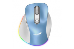 Mouse senza fili, Genius Ergo 9000S Pro 31030039401, bianco-blu, ottica, 2400DPI