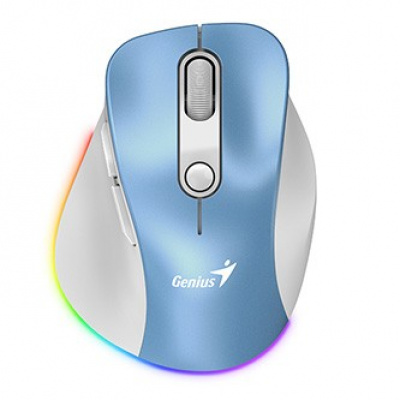 Mouse senza fili, Genius Ergo 9000S Pro 31030039401, bianco-blu, ottica, 2400DPI