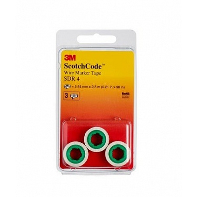 Nastro 3M SDR per la marcatura di cavi e conduttori, cifre (3 rotoli in blister) 3 rotoli con la cifra 4