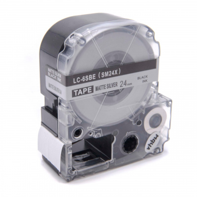 Epson LK-6SBM, SM24X, 24mm x 9m, testo nera / opaco sfondo argento, nastro compatibile