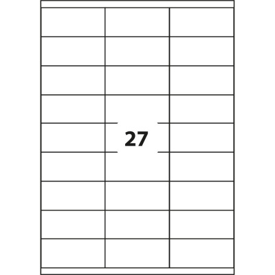 Etichette autoadesive 63,5 x 29,6 mm, 27 etichette, A4, 100 fogli