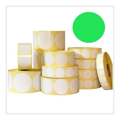 Etichette autoadesive rotondo 35 mm, 1000 pz verde chiaro carta per TTR, rotolo