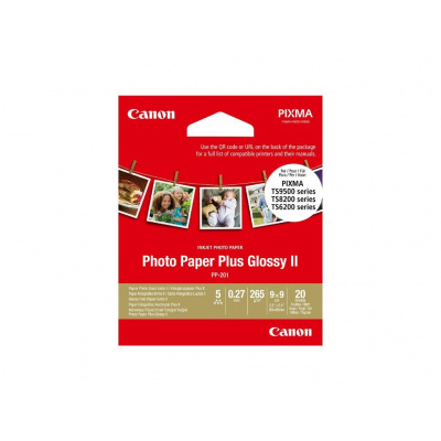 Canon Photo Paper Plus II 2311B070, 265 g/m2, 3.5x3.5", 8.89x8.89cm, 20pz, lucido, square, bianco, carta fotografica