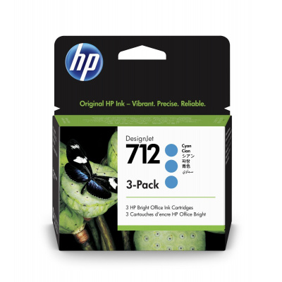HP 712 3ED77A ciano (cyan) 3pz cartuccia originale