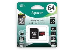 Apacer scheda di memoria Secure Digital Card V10, 64GB, micro SDXC, AP64GMCSX10U5-R, UHS-I U1 (Class 10), con adattatore