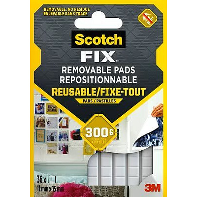 3M Scotch-FIX Cuscinetti rimovibili, pasta adesiva in quadratini, blister 6 cm x 9 cm