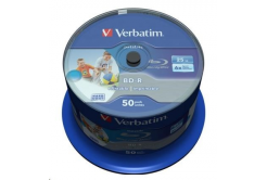 VERBATIM BD-R SL Datalife (confezione da 50)Blu-Ray/Spindle/6x/25GB SUPERFICIE BIANCA BLU