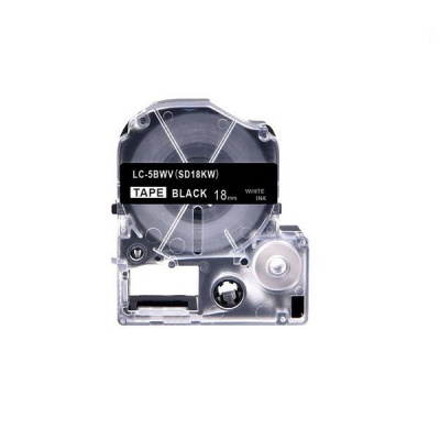 Epson LC-5BWV, SD18KW, 18mm x 8m, testo bianco / sfondo nero, nastro compatibile