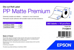 Epson 7113411 PP Matte, per ColorWorks, 102x76mm, 365pz, polypropylen, bianco etichette autoadesive