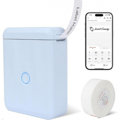 Niimbot D110-M Smart 1AA56301619, etichettatrice, blu + rotolo di etichette