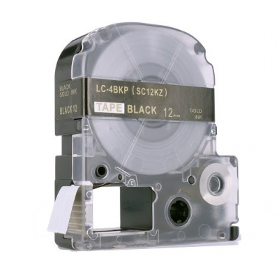 Epson LK-4BKP, SC12KZ, C53S654407, 12mm x 9m, testo oro / sfondo nero, nastro compatibile