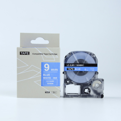 Epson LK-3LWV, SD9BW, 9mm x 9m, testo bianco / sfondo blu, nastro compatibile