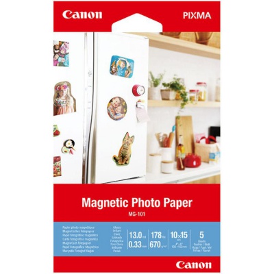 Canon 3634C002 Magnetic Photo Paper, carta fotografica, lucido, bianco, Canon PIXMA, 10x15cm, 4x6", 670 g/m2, 5 pz