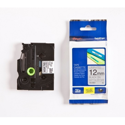 Brother TZ-M931, 12mm x 8m, testo nera/nastro argento, nastro originale