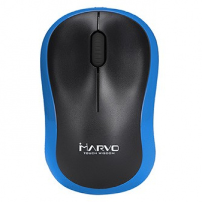 Marvo Mouse DWM100BL, 1000DPI, 2.4 [GHz], ottico, 3sp\., senza fili, nero-blu, 1 pz AA, ufficio