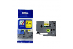 Nastro compatibile con Brother TZ-FX611/TZe-FX611, 6mm x 8m, flexi, testo nera / sfondo giallo