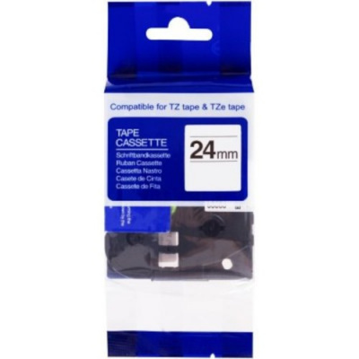 Nastro compatibile con Brother TZ-NFX251/TZe-NFX251, 24mm x 5m, flexi, nylon, testo nera/sfondo bianco