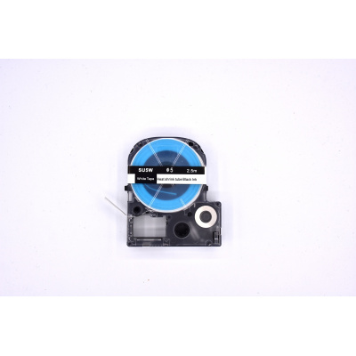 Epson LK-4WBA5 / SU5W, 5 mm x 2,5 m, stampa nera / sfondo bianco, nastro termorestringente compatibile
