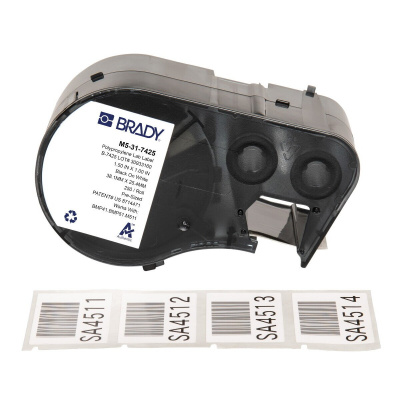 Brady M5-31-7425 / 170846, 38.10 mm, Polypropylene, testo nera / sfondo bianco