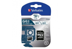 Verbatim 47042 Micro Secure Digital Card Pro U3, scheda di memoria, micro SDXC, 64GB, UHS-I U1 (Class 10), con adattatore