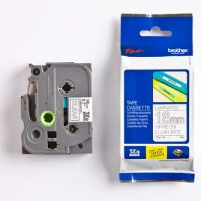 Brother TZ-145 / TZe-145, 18mm x 8m, testo bianco/nastro trasparente, nastro originale