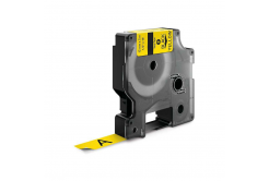 Nastro compatibile con Dymo 18432, 12mm x 5, 5m testo nera / sfondo giallo, vinile