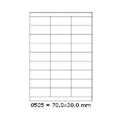Etichette autoadesive 70 x 30 mm, 27 etichette, A4, 100 fogli
