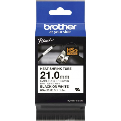 Brother HSe-251E Pro Tape, 21 mm x 1.5 m, testo nera / nastro bianco , nastro originale