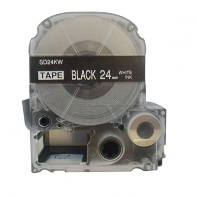 Epson LK-6BWV, SD24KW, 24mm x 9m, testo bianco / sfondo nero, nastro compatibile