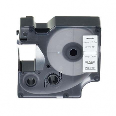 Nastro compatibile con Dymo 18445, 19mm x 5, 5m testo nera / sfondo bianco, vinile