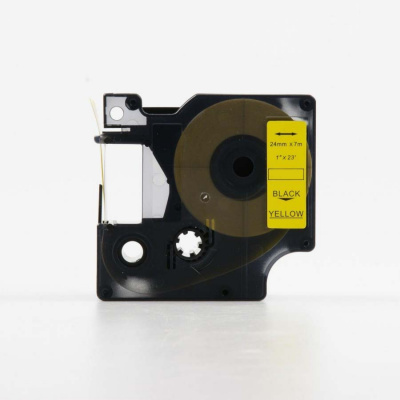 Nastro compatibile con Dymo 53718, S0720980, 24mm x 7m, testo nera / sfondo giallo