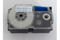 Nastro compatibile con Casio XR-24WEB 24mm x 8m testo blu / sfondo bianco