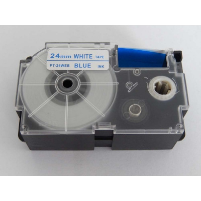 Nastro compatibile con Casio XR-24WEB 24mm x 8m testo blu / sfondo bianco