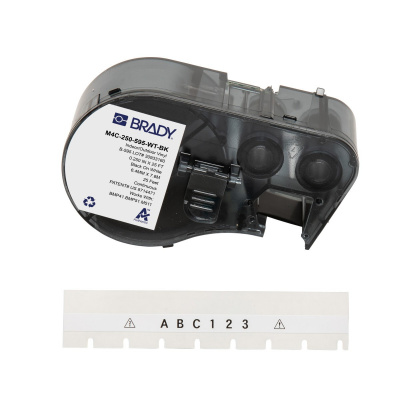 Brady M4C-250-595-WT-BK / 170949, 6.35 mm x 7.62 m, Vinile, testo nero / sfondo bianco