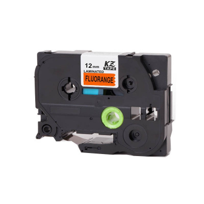 Nastro compatibile con Brother TZ-B31/TZe-B31, segnale 12mm x 8m, testo nera/sfondo arancione
