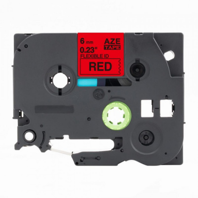 Nastro compatibile con Brother TZ-FX411 / TZe-FX411, 6mm x 8m, flexi, testo nera / nastro rosso