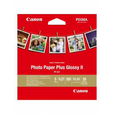 Canon Photo Paper Plus Glossy II 2311B060, 265 g/m2, 5x5", 13x13cm, 20pz, lucido, bianco, carta fotografica
