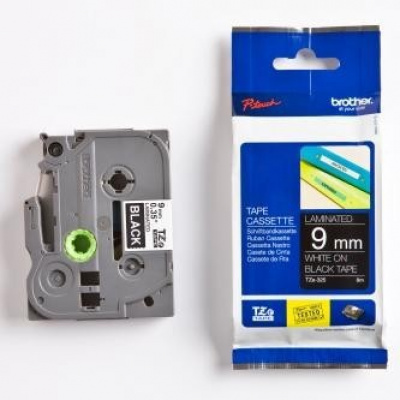 Brother TZ-325 / TZe-325, 9mm x 8m, testo bianco/sfondo nera, nastro originale