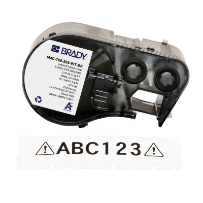 Brady M4C-750-595-CL-BK / 170825, 19.05 mm x 6.10 m, Vinile, testo nero / sfondo trasparente