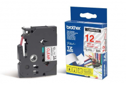 Brother TZ-132 / TZe-132, 12mm x 8m, testo rossa/nastro trasparente, nastro originale