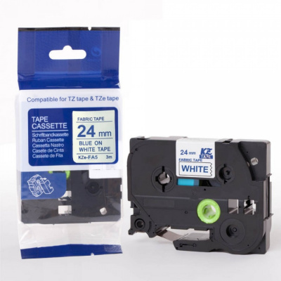 Nastro compatibile con Brother TZe-FA5, 24mm x 3m, testo blu / sfondo bianco, per stirare