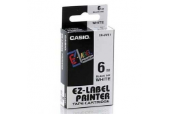 Casio XR-6WE1, 6mm x 8m, testo nera/sfondo bianco, nastro originale